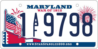 MD license plate 1AF9798