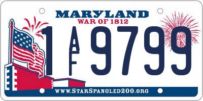 MD license plate 1AF9799