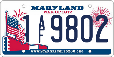 MD license plate 1AF9802