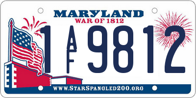 MD license plate 1AF9812