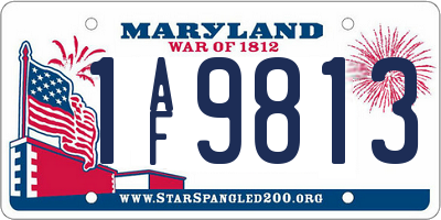 MD license plate 1AF9813
