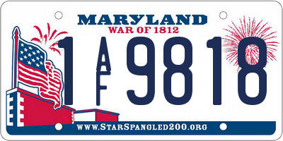 MD license plate 1AF9818