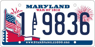 MD license plate 1AF9836