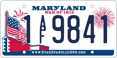 MD license plate 1AF9841