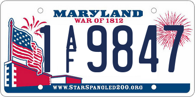 MD license plate 1AF9847