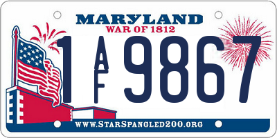 MD license plate 1AF9867