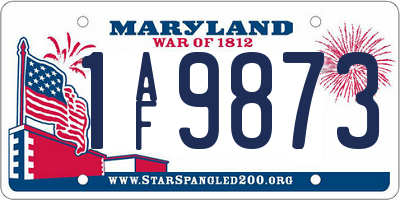 MD license plate 1AF9873
