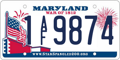 MD license plate 1AF9874