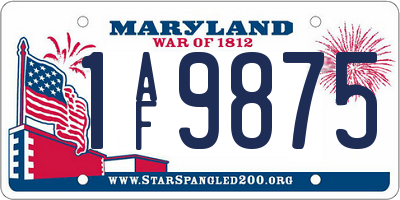 MD license plate 1AF9875