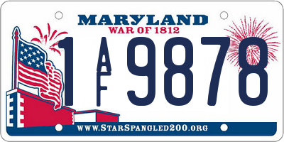 MD license plate 1AF9878