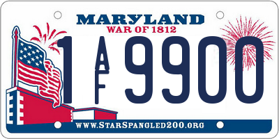MD license plate 1AF9900