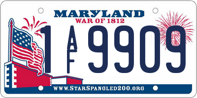 MD license plate 1AF9909