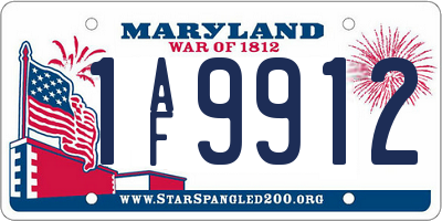 MD license plate 1AF9912