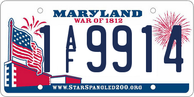 MD license plate 1AF9914