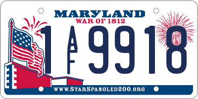 MD license plate 1AF9918