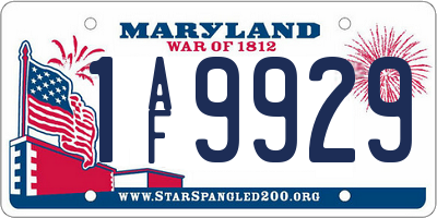 MD license plate 1AF9929