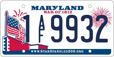 MD license plate 1AF9932