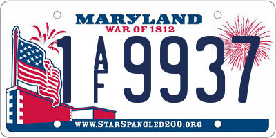 MD license plate 1AF9937