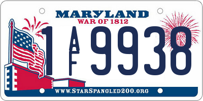 MD license plate 1AF9938