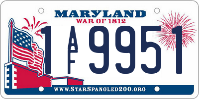 MD license plate 1AF9951