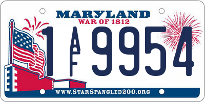 MD license plate 1AF9954