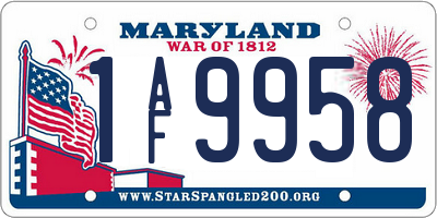 MD license plate 1AF9958
