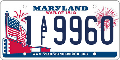 MD license plate 1AF9960