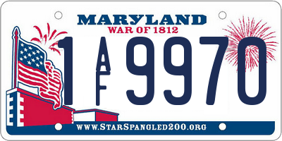 MD license plate 1AF9970