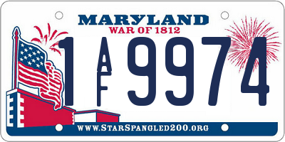 MD license plate 1AF9974