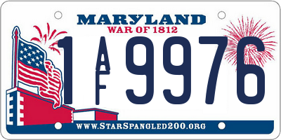 MD license plate 1AF9976
