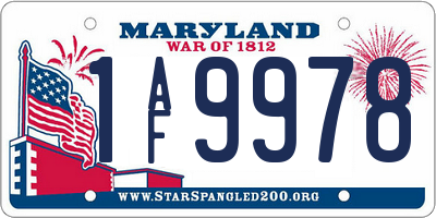 MD license plate 1AF9978