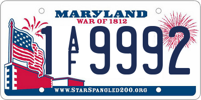 MD license plate 1AF9992