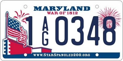MD license plate 1AG0348