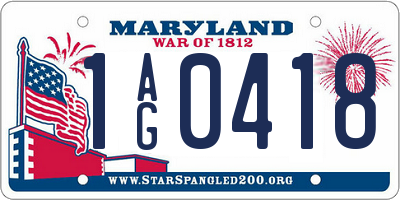 MD license plate 1AG0418