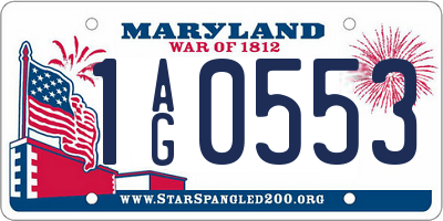MD license plate 1AG0553