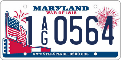 MD license plate 1AG0564