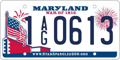 MD license plate 1AG0613