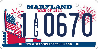 MD license plate 1AG0670