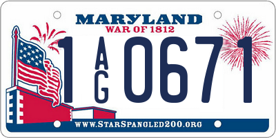MD license plate 1AG0671