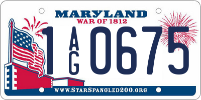 MD license plate 1AG0675