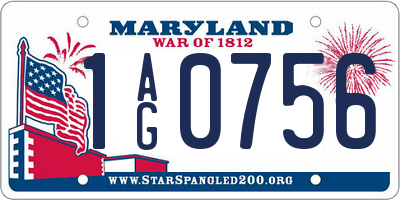 MD license plate 1AG0756