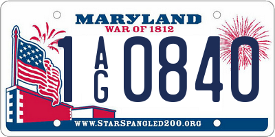 MD license plate 1AG0840