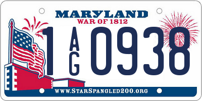 MD license plate 1AG0938