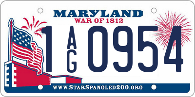 MD license plate 1AG0954