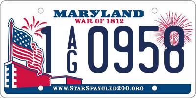 MD license plate 1AG0958