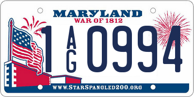 MD license plate 1AG0994