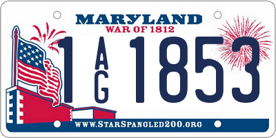 MD license plate 1AG1853