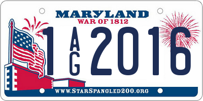 MD license plate 1AG2016