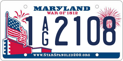 MD license plate 1AG2108