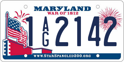 MD license plate 1AG2142
